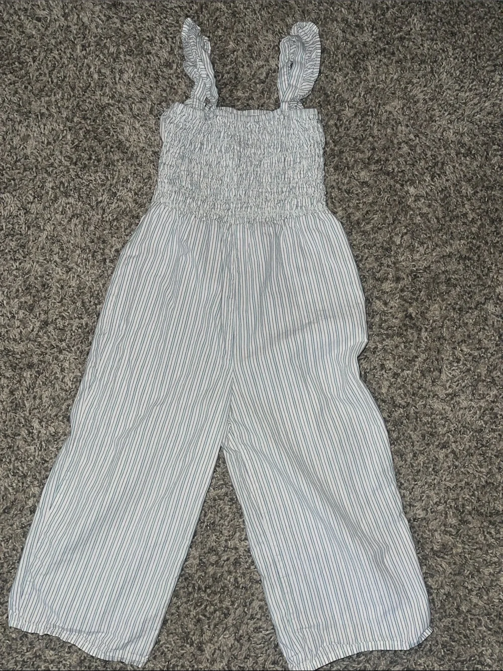 Carter's Blue & White Striped Smocked Jumpsuit